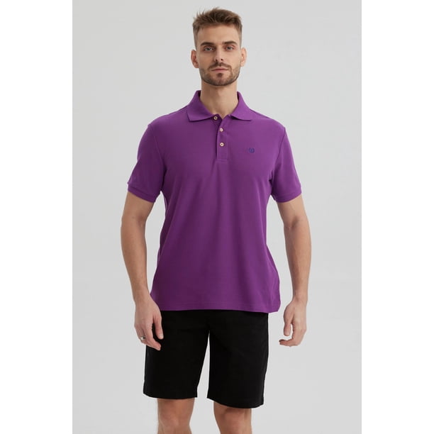 Polera Hombre Pique Básica Lisa Morado - ll