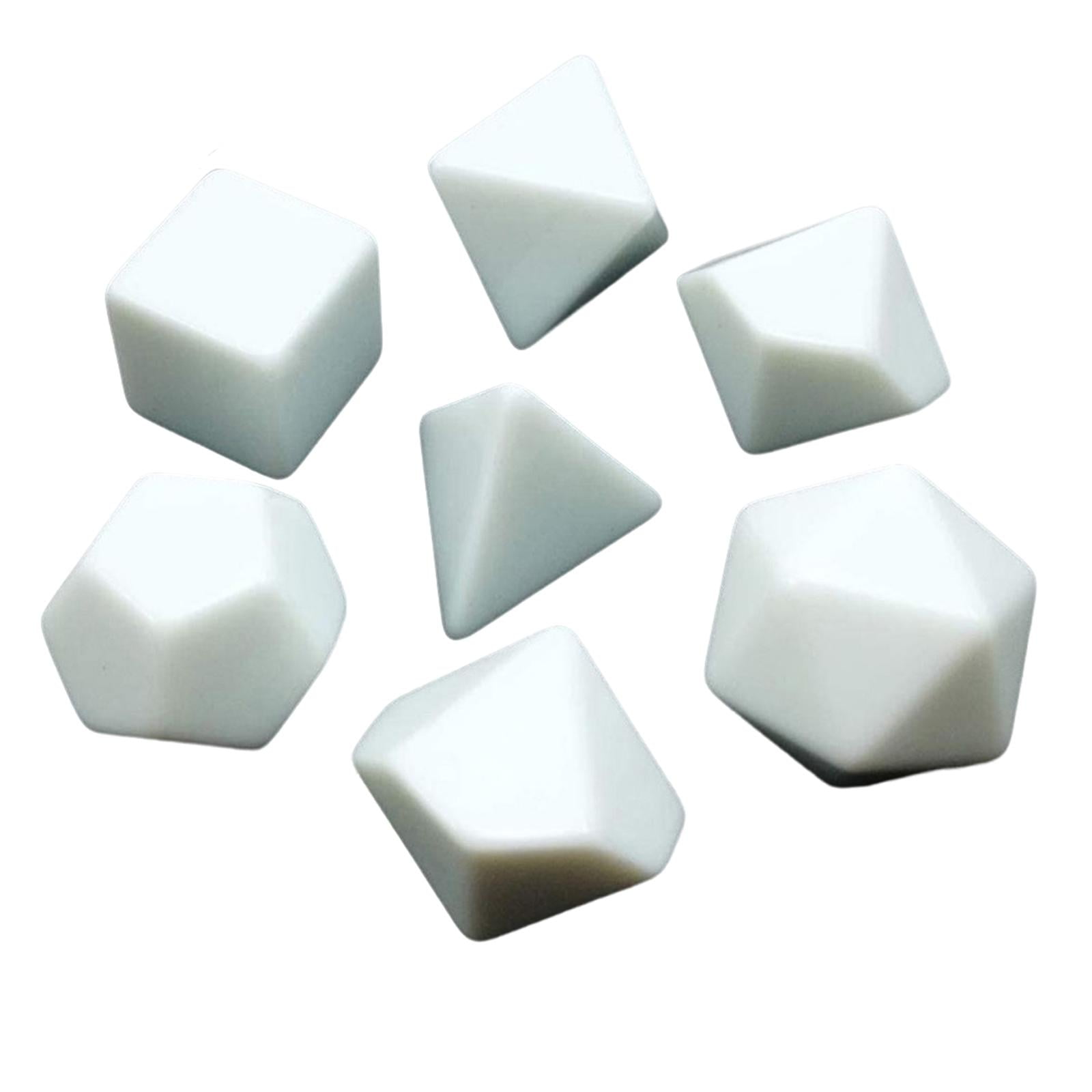 Magideal - 7x Dados Vacíos Blancos De Dados Rpg Poliédricos En Blanco Para Accesorios De S De , Suministros Para Fiestas, Pintura Creativa,