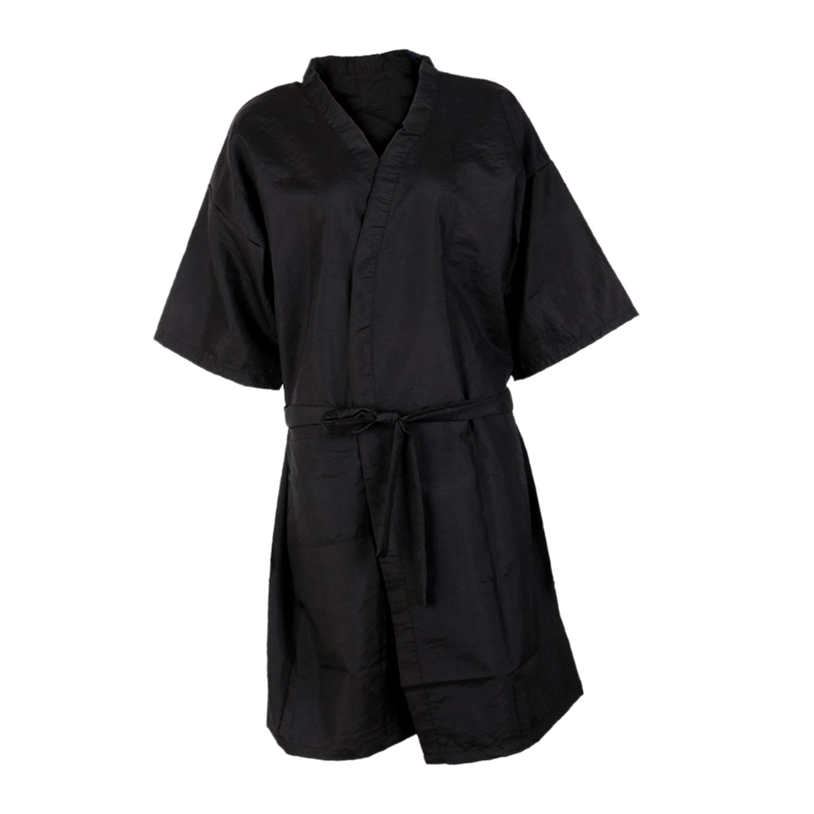 Magideal - Albornoz Ligero Informal, Batas De Salón Con Escote En V, Clientes Suaves, Batas De Kimono Transpirables Para Peluquero, Vestido De Cliente De Salón P Negro