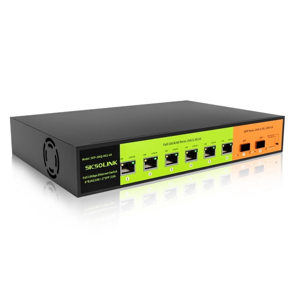 Switch Ethernet SICSOLINK SFP-J060-HG2 de 8 puertos y 10 Gbps