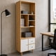 thumbnail image 3 of Estante Librero Nórdico 50x30x150 cm 2 Cajones 1 Puerta MDF 12 mm Blanco Madera, 3 of 6