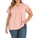 thumbnail image 1 of GRACIA Y GRANDEZA Blusa de Manga con Volantes y Pliegues en el Frente para Mujer de Talla Grande, Cuello con Botón, Camisa de Túnica Casual Elegante 4X Rosa, 1 of 6