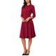 thumbnail image 4 of INSPIRE CHIC Conjuntos de Traje de Falda de Negocios para Mujeres 2 Piezas Conjuntos Oficina Chaqueta Blazer de Manga 3/4 Faldas Plisadas XL Rojo Oscuro, 4 of 5