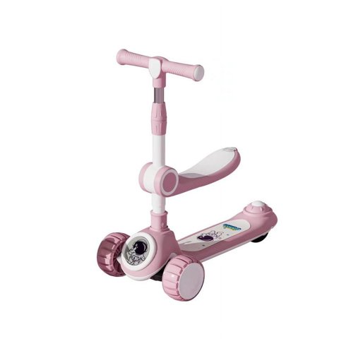Babyluna - Scooter 2 En 1, Rueda Con Luz Y Sonido, Spaceman Rosado