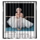 thumbnail image 1 of Cortina de ducha con diseño de Monroe Marilyn vestida de blanco sentada en una silla, juego de cortinas de baño con ganchos, tamaño 60 x 72 pulgadas, 1 of 3