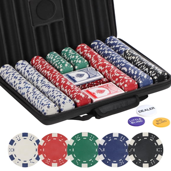 Juego de fichas de póquer LUOBAO 500 piezas para Texas Holdem con funda