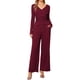 thumbnail image 2 of INSPIRE CHIC Conjunto Casual de 2 Piezas para Mujer con Manga Larga, Cuello en V, Cintura Elástica con Cordón y Pantalones de Pierna Ancha XL Burdeos, 2 of 6