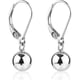 thumbnail image 1 of Pendientes de plata de ley S925 con cierre de palanca para mujer, pequeños pendientes colgantes con forma de bola redonda chapados en oro blanco, ligeros y cómodos, joyería de moda., 1 of 7