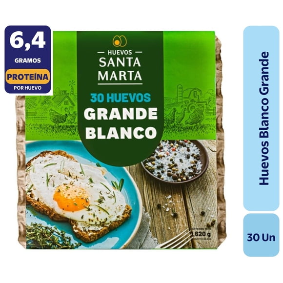 Huevos Tradicionales Grande Blanco, 30 Un