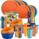 thumbnail image 1 of Juego de vajilla Blwan de 40 platos y cuencos coloridos, 1 of 6