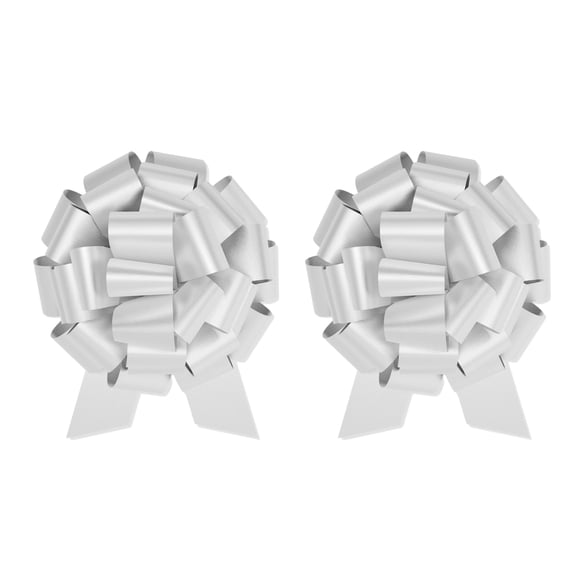 Lazos para Regalo InstaBows 30 cm Blanco Metálico con Cordón 2 Paquetes