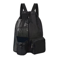 Ioensy - Mochila De Malla Con Cordón, Gran Capacidad, Plegable, Portátil, Ligera, Para Gimnasio, Color Negro