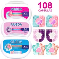 Detergente En Cápsulas Aileda 3Caja（Cítricos Y Frutas 1Caja，Sakura 1Caja，Fresias Y Lirios 1Caja）En Total 108 Cáps