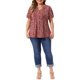 thumbnail image 2 of Agnes Orinda Blusas de Verano Casuales de Manga Corta con Cuello en V Entallado y Estampado Floral para Mujer Talla Grande 4X Rojo Vino, 2 of 6