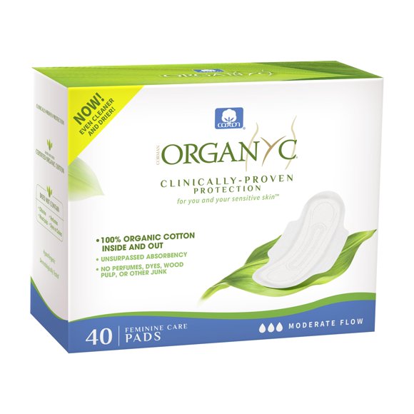 Almohadillas femeninas Organyc 100% algodón orgánico certificado 40 unidades