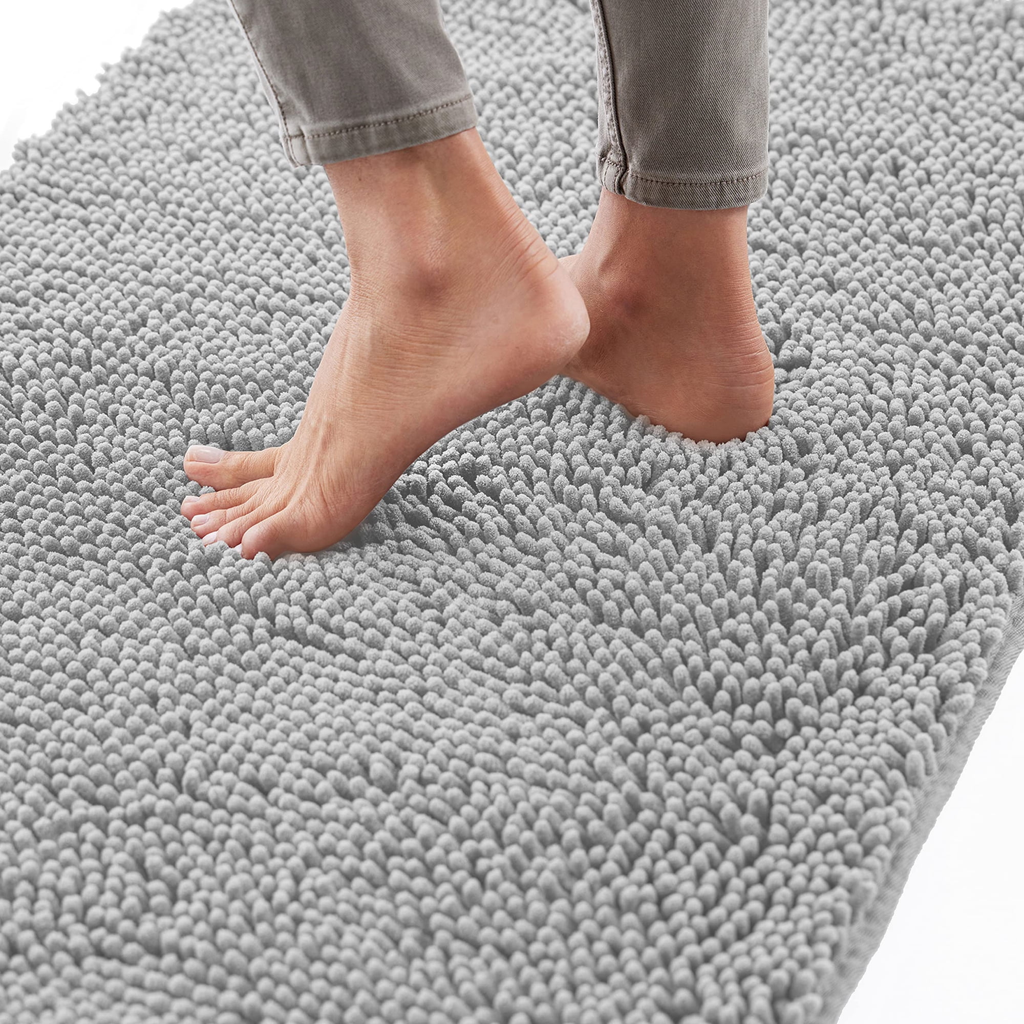 Alfombra De Baño Gorilla Grip Chenille 30 X 20 Cm, Color Gris Claro