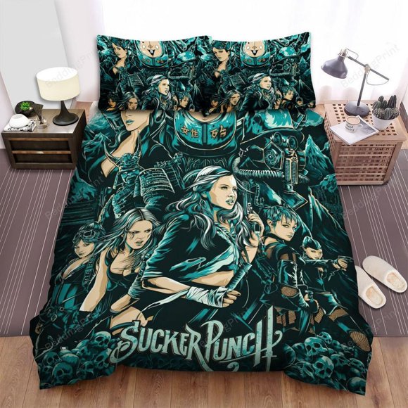 Sucker Punch Movie Green Picture Poster Quilt Duvet Cover Set Bedspread3-Piece Bedding Set (1 Duvet Cover + 2 Pillow Shams)