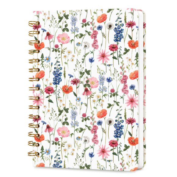 Cuaderno de espiral Hllwxrk A5 160 páginas con diseño floral