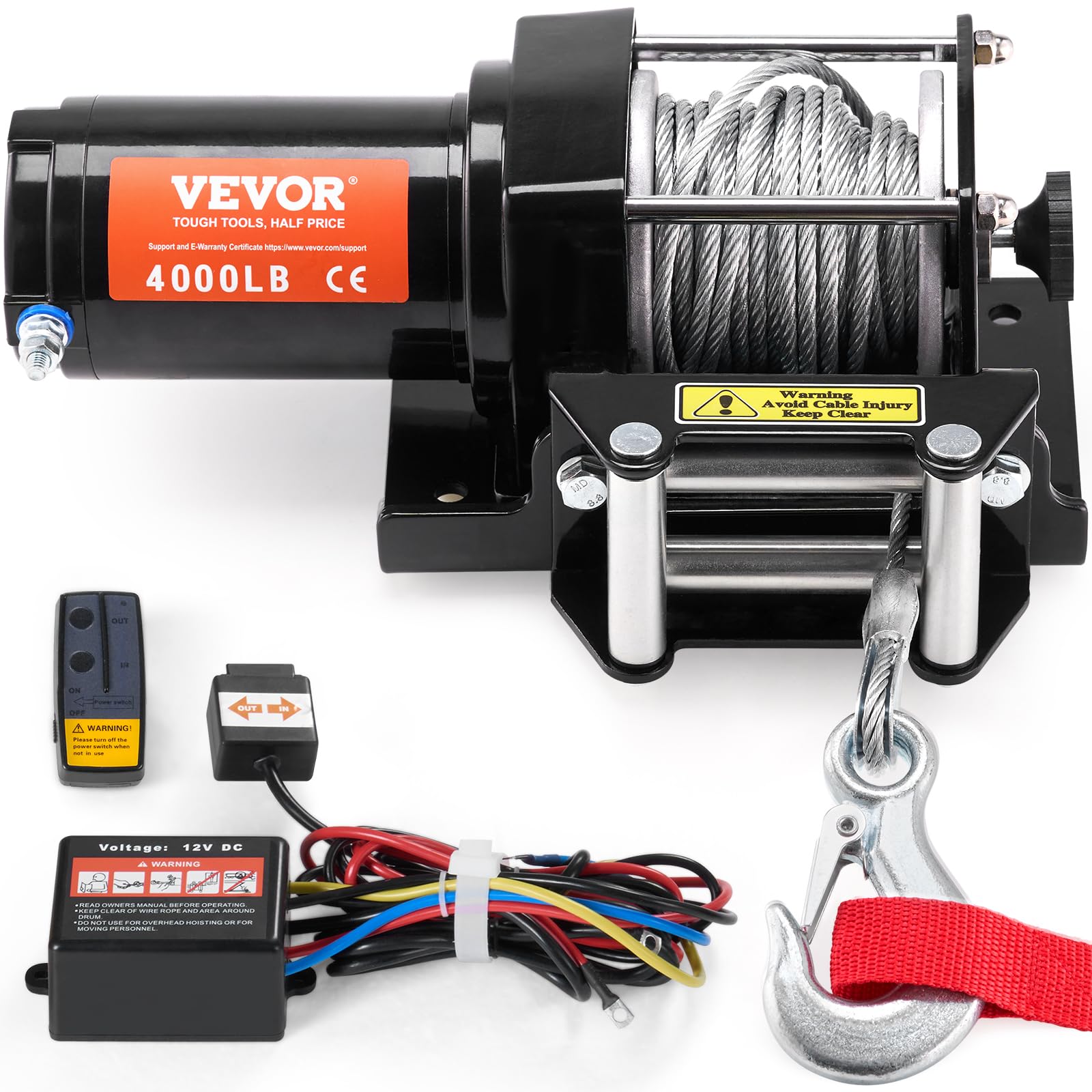 Cabrestante Eléctrico Vevor De 4000 Libras, 12 V Dc, Atv/Utv, Ip55