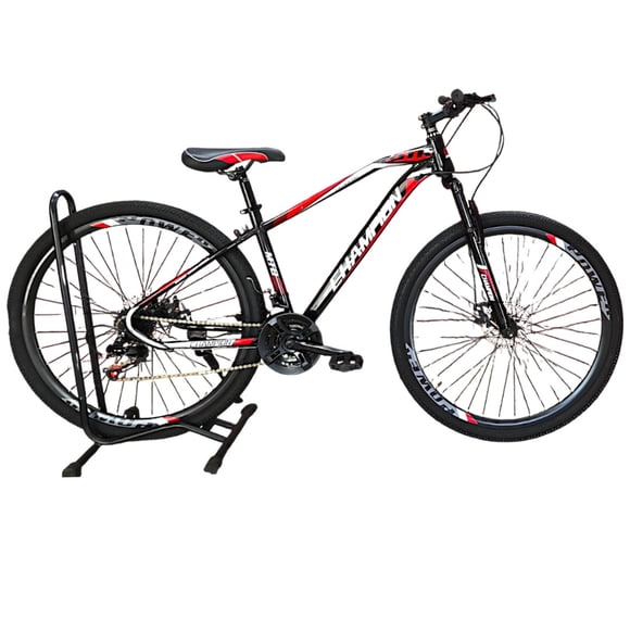 Bicicleta Aro 29 Champion 21 veloc y Freno Disco NEGRO ROJO