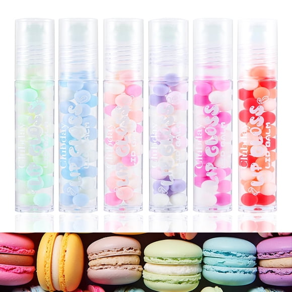 Brillo labial HJXUQIME 6 unidades con diseño de bola giratoria estilo macaron