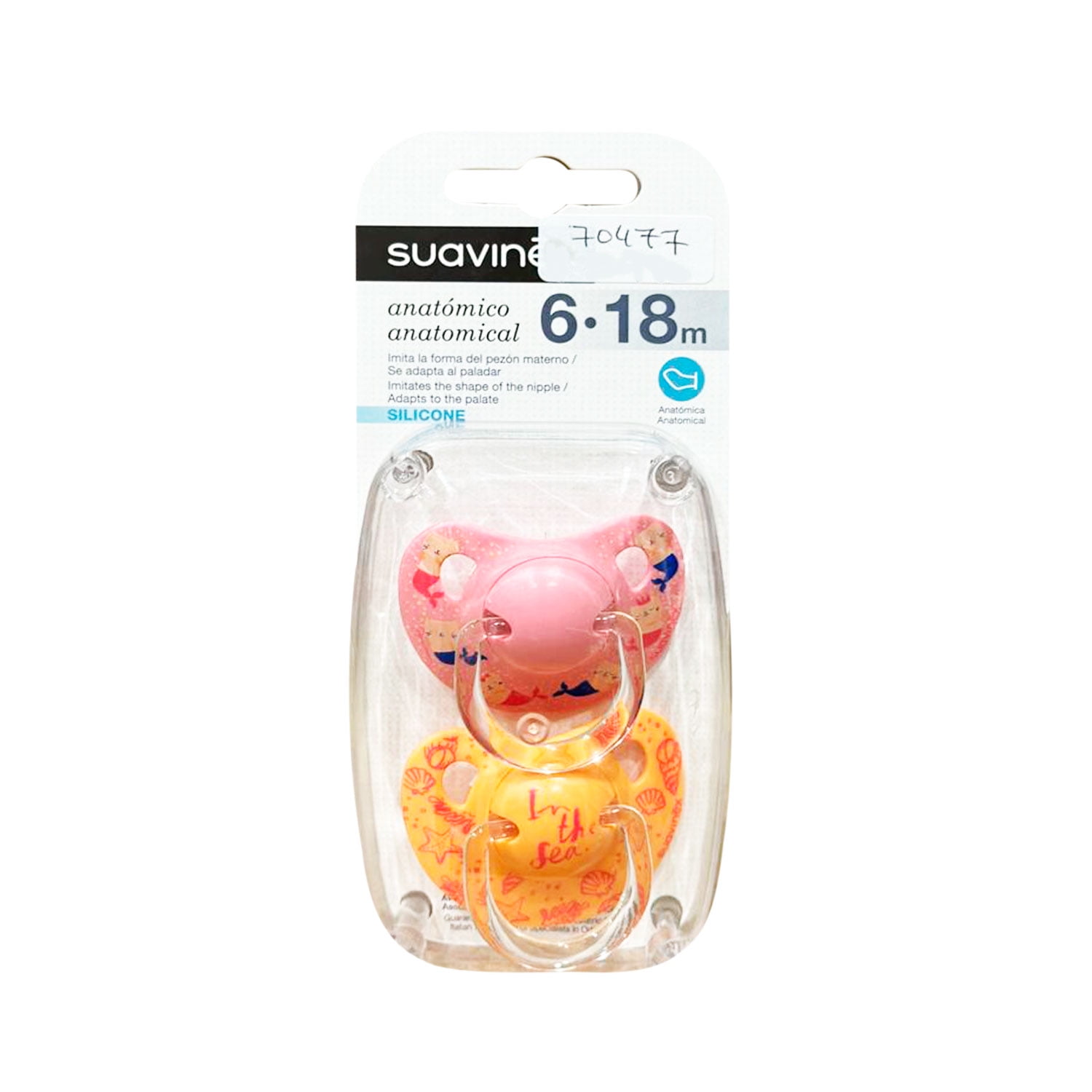 Suavinex - Chupetes Sirena Rosa Con Tetina Anatómica De Silicona 6/18 Meses