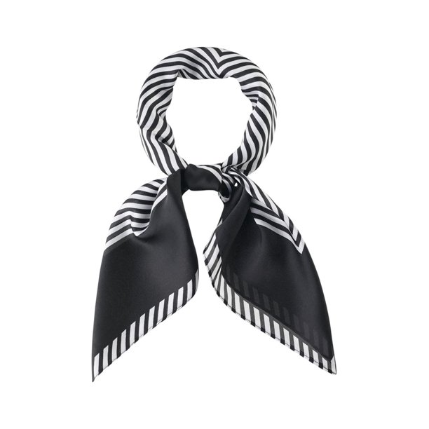 INSPIRA CHIC 70cm Mujeres Pañuelos Cuadrados con Estampado de Rayas Pañuelo de Cuello Pañuelo para el Cuello Diadema 27.56*27.56'' Blanco y Negro