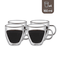 Set 4 Tazas Vidrio Doble Pared 160 Ml Home Logics 1 Un