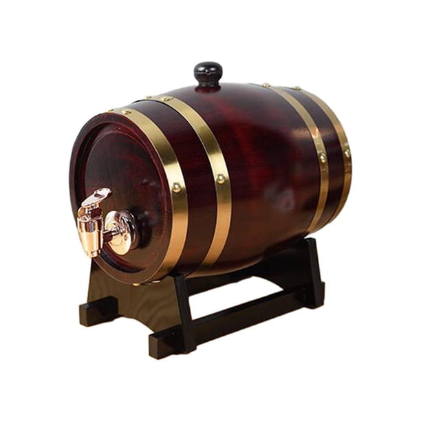 Barril de vino con soporte con decoraciones para grifo, barril de vino de madera creativo, dispensador de barril de madera para accesorios de vino, , 1L 1 litro