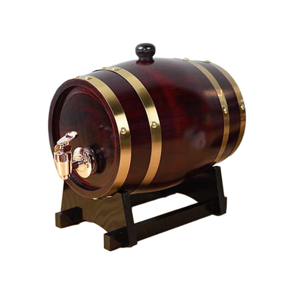 Magideal - Barril De Vino Con Soporte Con Decoraciones Para Grifo, Barril De Vino De Madera Creativo, Dispensador De Barril De Madera Para Accesorios De Vino, , 1l 1 Litro