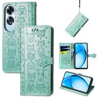 Funda Cartera Foxdock Para Oppo A60 4G , Flip Pu Con Relieve De Gatos Y Perros, Tarjetero Y Soporte