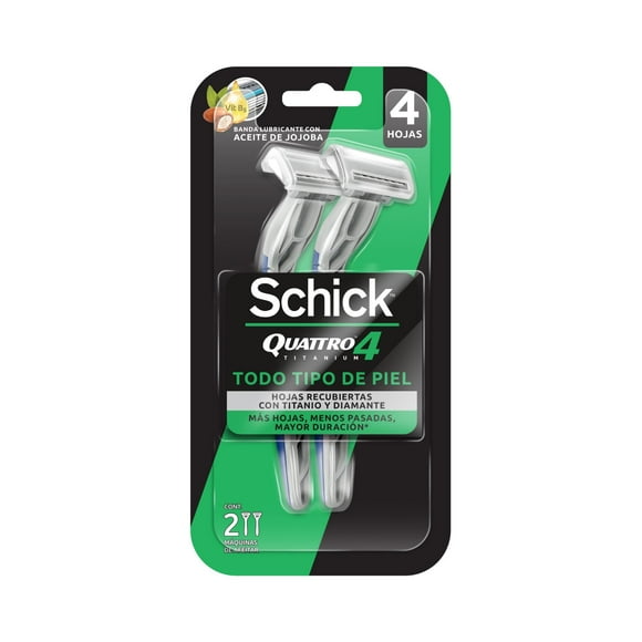 Máquina Para Afeitar Quattro Titanium Desechable, 2 Un