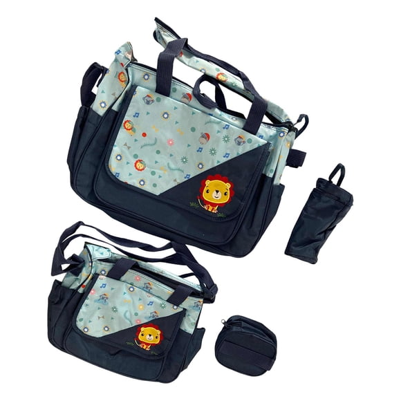 Juego De Bolsa De Pañales Con Bolsillos Con Bolsa De Botella Con Bolsa De Almuerzo Mochila De Hombro Azul Oscuro