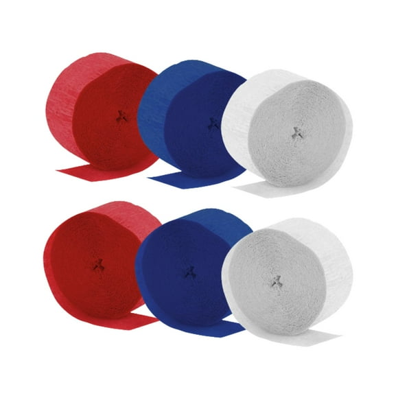 Feston Decorativo Papel 3cm 8 Metros Blanco Rojo Azul 6 Pzas