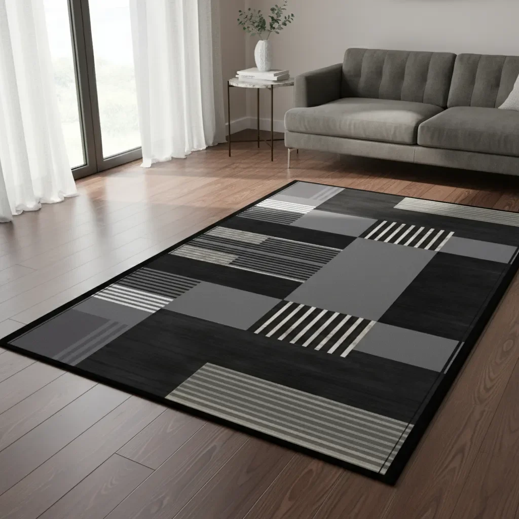Casadeliacl - Alfombra Pasillera 3d Wm 60x180 Cm Decorativa - 1.8 M - 60 Cm - Con Diseno - Gris Y Blanco