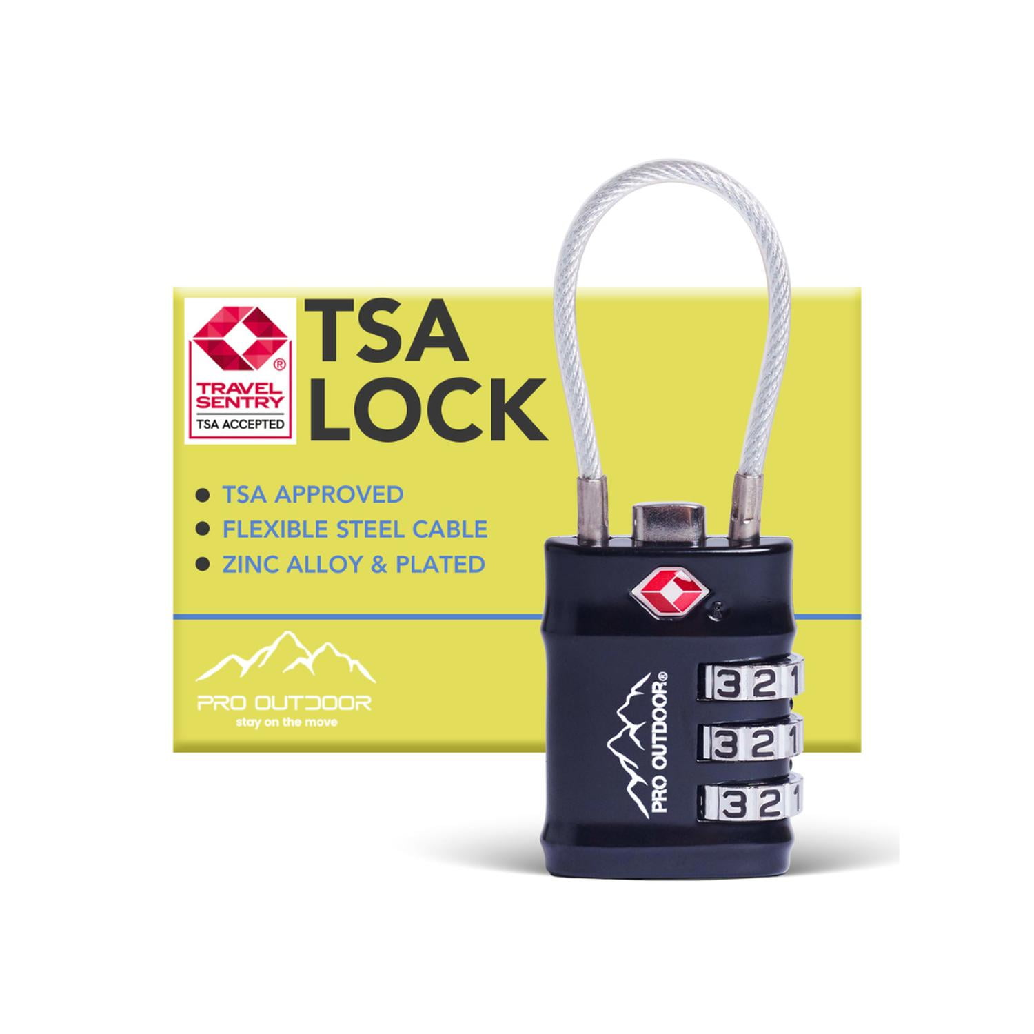 Pro Outdoor - Candado Para Maletas Viaje Negro