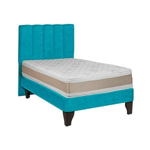 Vitelio - Cama 1 Plaza Turquesa + Colchon 22 Grosor Cm