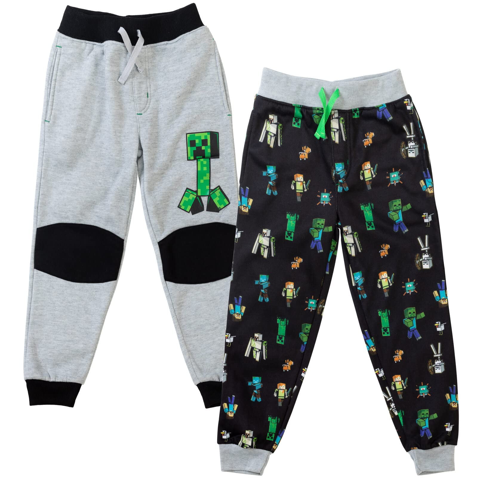 Pantalones Jogger De Forro Polar Para Niños Minecraft Paquete De 2 Gris Y Negro