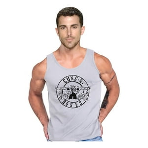 Persodesign - Polera Diseño Guns Rosas Musculosa Tank Gym Life Talla L Gris Hombre