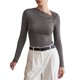 thumbnail image 1 of INSPIRA CHIC Tops de cuello asimétrico para mujeres, blusas ajustadas de manga larga casual Y2K para salir, talla S, gris, 1 of 6