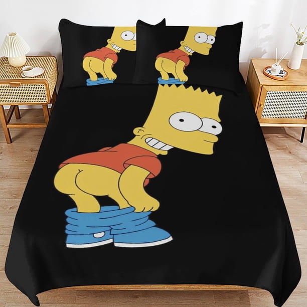 The Simpsons Bed Duvet Cover Microfiber Bedding Sets 3D Printed Lightweight 3 Piece Comforter Sets, 1 Duvet Cover And 2 Pillow Shams for Kids Boys Girls