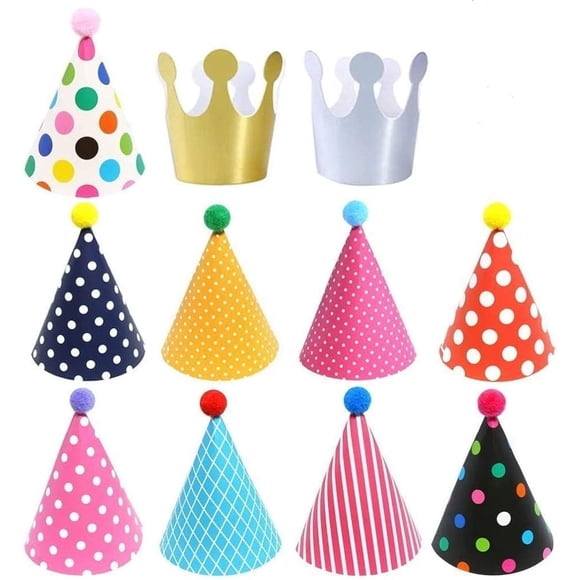 Sombreros en forma de cono para fiesta de cumpleaños de ElaKiss para niños y adultos