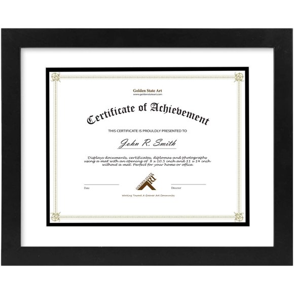 Marco para diplomas, diseño de estado dorado, 11 x 14 cm, para 8,5 x 11 cm, con tapete
