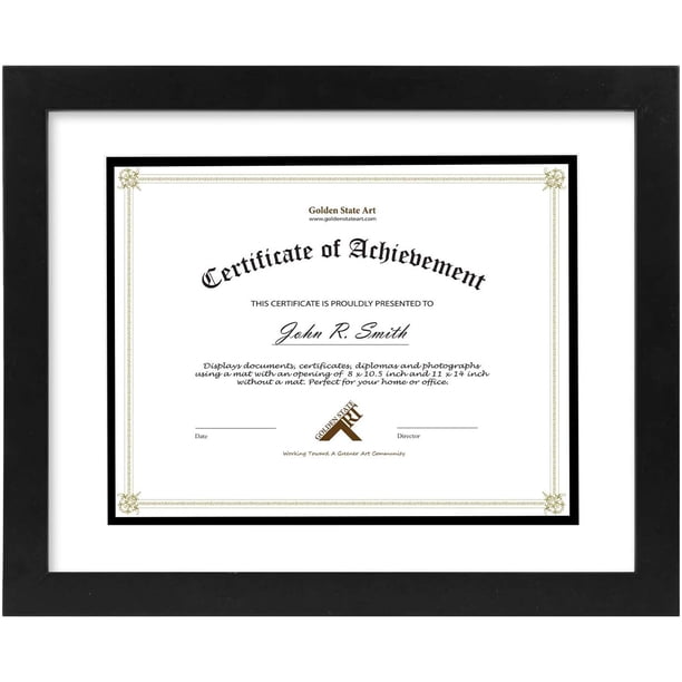 Marco para diplomas, diseño de estado dorado, 11 x 14 cm, para 8,5 x 11 cm, con tapete