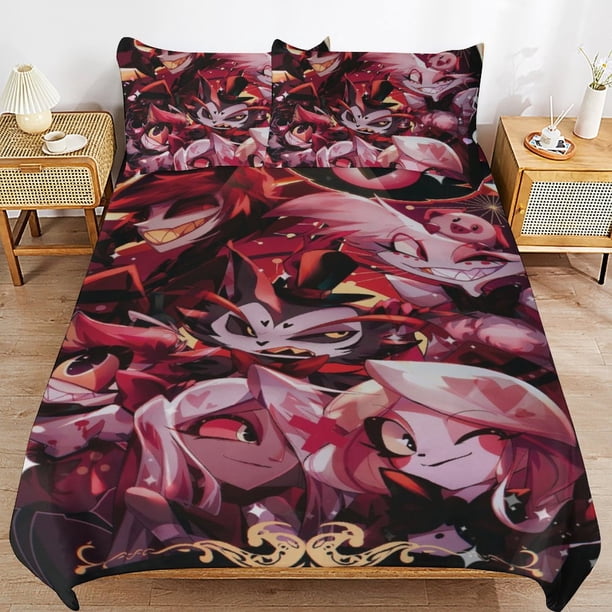 Hazbin Hotel Helluva Boss Bedding Set Duvet Cover Comfortable and Lightweight Cartoon Bedding 3 Piece Bed Set