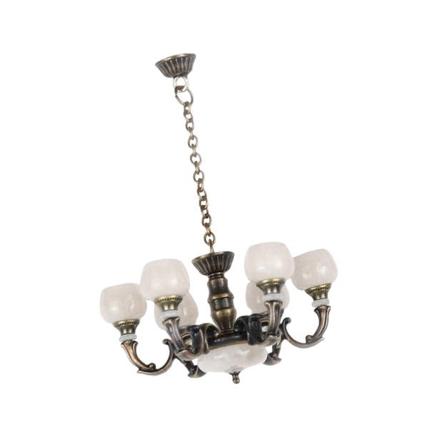 Candelabro En Miniatura A Escala 1/12, Muebles De Simulación, Juguetes, Lámpara Colgante, Modelo De Cobre