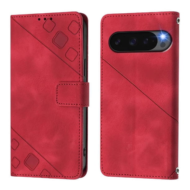 Funda Cartera para Google Pixel 10 Pro XL 5G con Soporte y Ranuras, Resistente a Golpes y Rayones Rojo
