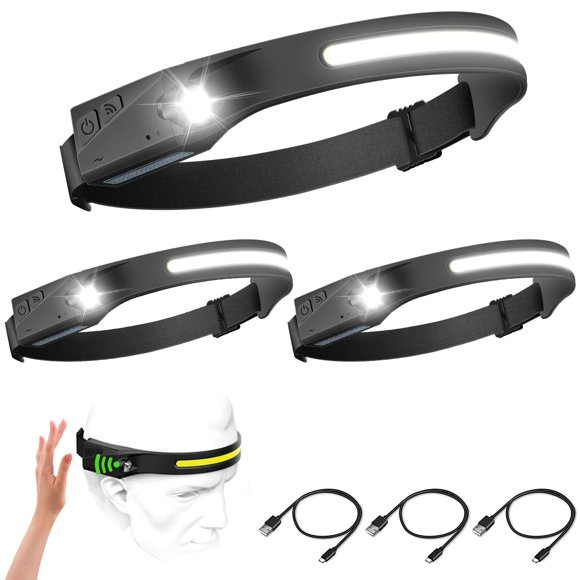 Linterna frontal ALFU LED recargable, 350 lúmenes, 5 modos de luz
