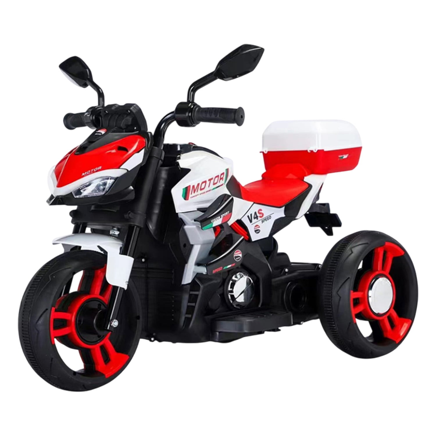 Mundo Online - Moto Niños Electrica 3 Ruedas Nitro Italy V4 Luz Y Sonido Negra Y Roja