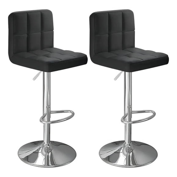 Taburete silla Piso giratorio Bar 2 Unidades Cuero Negro respaldo